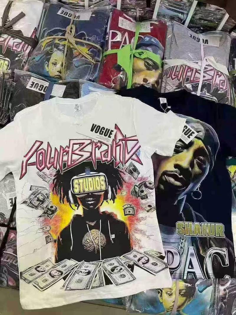 Bold print T-shirt in warehouse stock