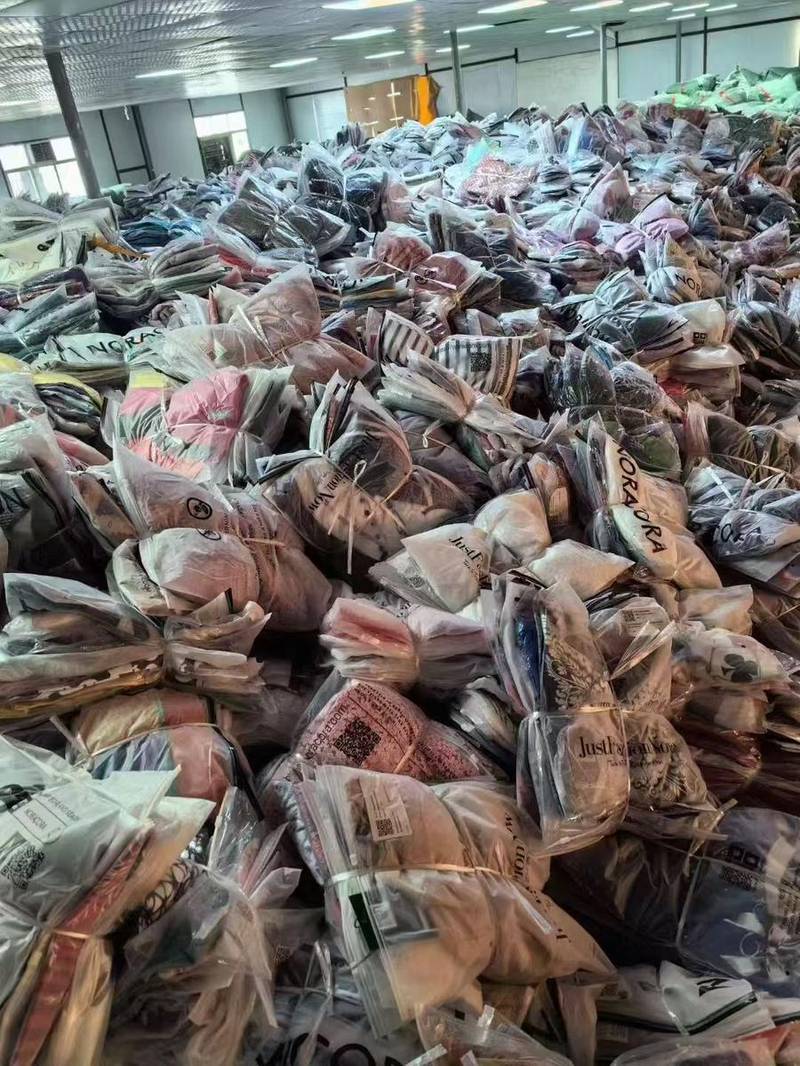 Packed apparel ready for bulk shipping
